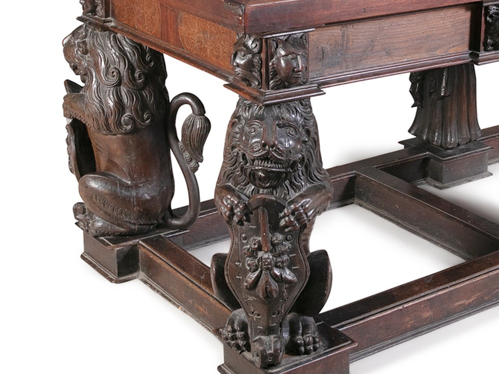 A carved Irish mahogany table